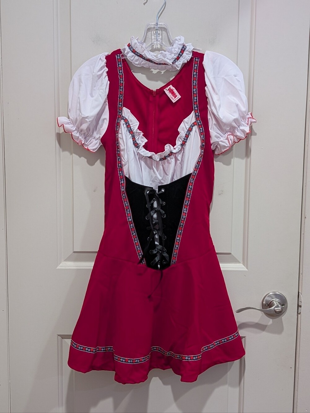 Roma Red Beer Wench Party Costume with White Accents Size Large